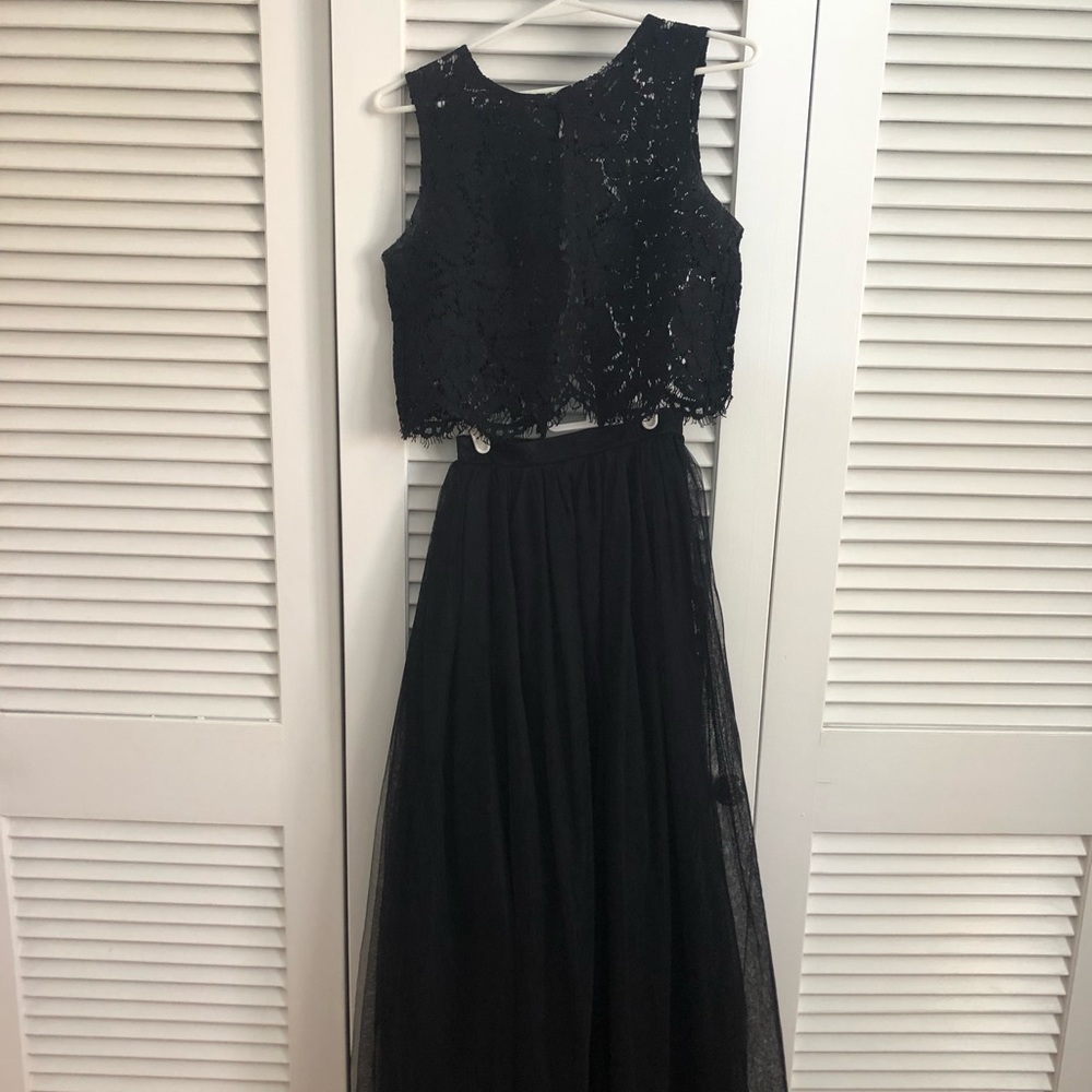 BHLDN lace crop top, Morning Lavender tulle skirt